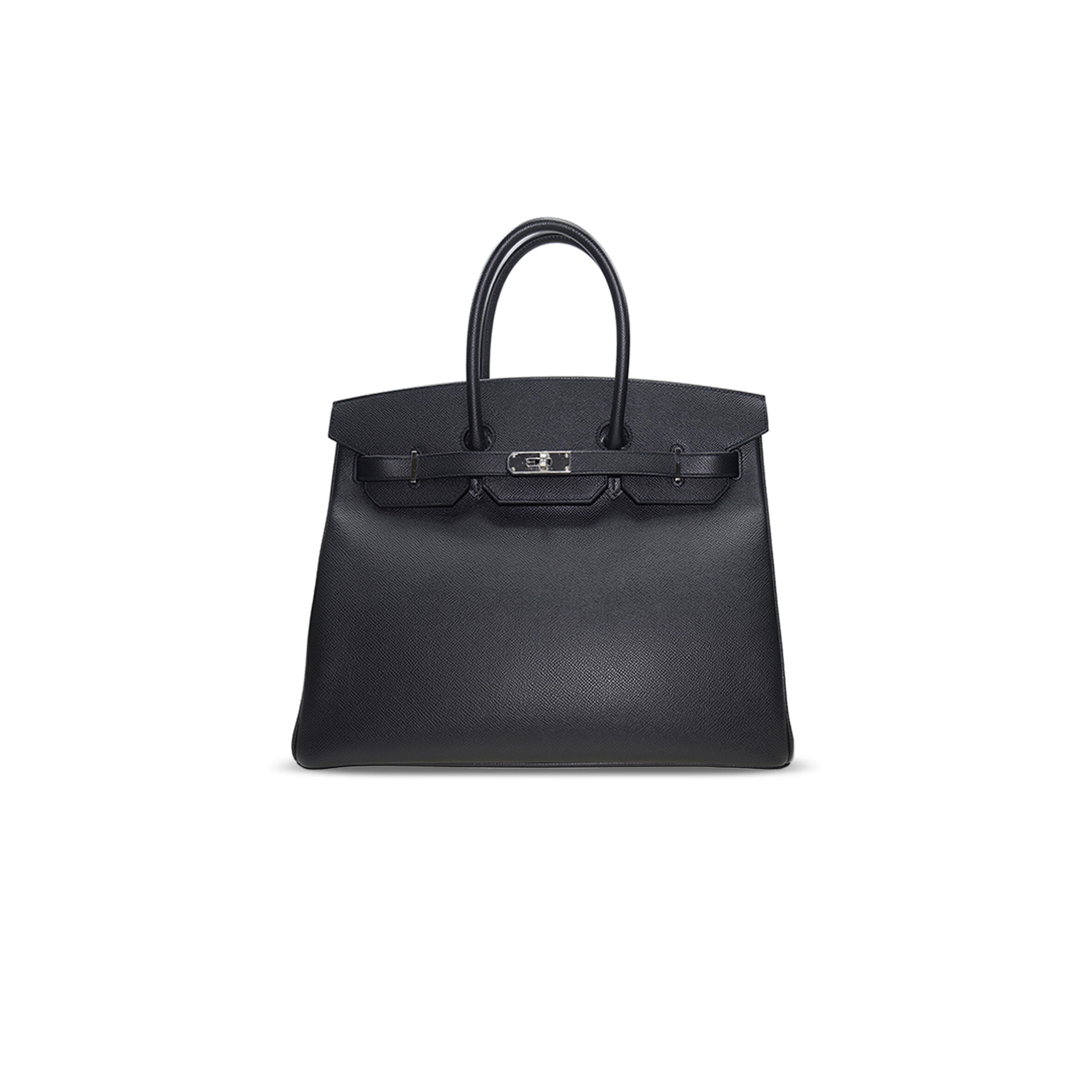 HERMES BIRKIN 35 EPSOM LEATHER BLACK BAG SILVER BUCKLE BAG BK303STGSS (35*28*18cm)